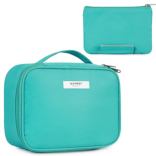 Narwey Kosmetiktasche Damen, Kulturtasche Damen, Groß Make up Tasche Reise Schminktasche Mädchen, Kosmetik Tasche, Makeup Bag Cosmetic Bag (Blaugrün (Aktualisierung))