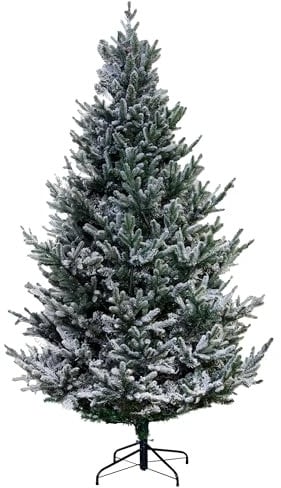Christmas Tree World | 7ft Artificial Unlit Frosted Ultra Mountain Pine | Natural and Realistic Look with Bushy and Luxury Quality PVC Tips | Easy to Assemble and Take Down | 140cm Diameter