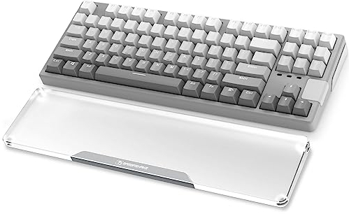 MAMBASNAKE Handgelenkauflage für Tastatur, Tastaturpad aus Acryl für TKL 80% Tastatur - Ergonomic Wrist Rest für Büro/Spiele/Tippen/Laptop - Premier Clear Acryl - Anti-Rutsch Gummifüße - Silber