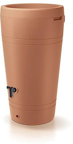 Depósito para agua de lluvia Tube 230L | Ø59,3 x 109,5 cm | 2 puntos de fijación | Incluye inserto para flores, grifo y sistema de recogida de agua | Tanque de jardín | Color terracota diseño moderno