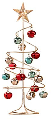 Decorazione per soggiorno, decorazione autunnale, 9,8 x 26,5 cm, spirale in ferro, albero di Natale con campana, mini albero di Natale, da scrivania, simulazione, albero di Natale, finestra, feste,