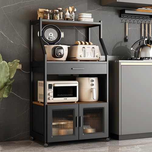 Étagère De Cuisine Rangement, Armoire De Cuisine avec 4 Roulettes Roulantes,Mobile Buffet Meuble De Rangement, Étagère Micro-Ondes, pour Salle À Manger, Salon, Armoire Multi-rangements ( Size : A 60x4