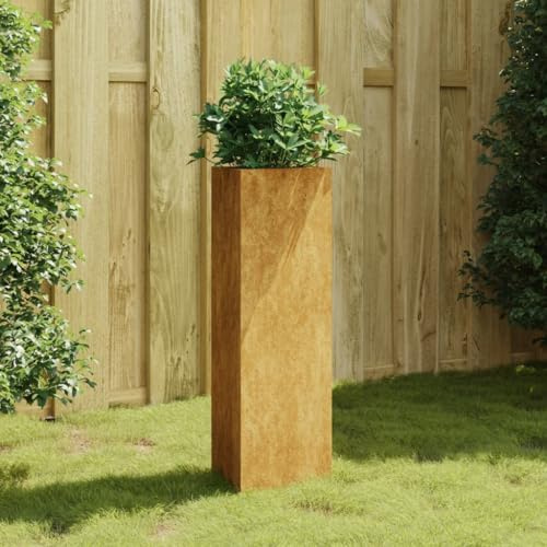 Hovothy Pflanzkübel 30x26x75 cm Cortenstahl Hochbeet Metall Pflanzkasten Hochbeet Balkon Hochbeete für Garten Kräuterbeet GemüSebeet Dekorativer Garten Balkon oder Terrasse