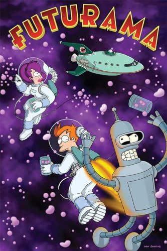BUY ART FOR LESS Offiziell lizenziertes Futurama Space 61 x 91,4 cm Kunstposter – dekorativer Druck – Posterpapier – fertig zum Rahmen