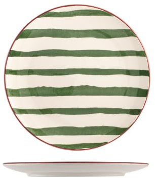H&H Strip Set 6 Piatti Piani, Ceramica, 26cm, Natale, Verde