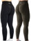 AUROLA Workout-Leggings für Damen, nahtlos, Scrunch-Strumpfhose, Bauchkontrolle, Fitnessstudio, Fitness, Mädchen, Sport, aktive Yogahose, Set (Schwarz + Dunkles Olivgrün), M
