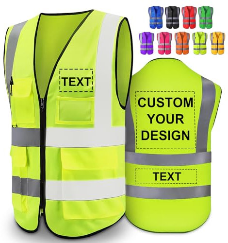 Greaxid Chaleco de seguridad para hombres de alta visibilidad reflectante ropa de trabajo con 5 bolsillos para la construcción al aire libre, S ~ 5XL