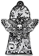 Guyker Gitarrenkopf-Abdeckung mit 3 Löchern, Zinklegierung, Halsstababdeckung für GIB LP Style Gitarrenzubehör, Teile, Schmetterlings-Skelett-Muster, JA3002, Antiksilber, 1 Stück