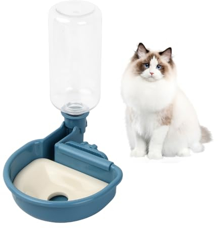 Distributeur d'eau pour Chien, 480ml Distributeur Eau Chien Cage, Abreuvoir Chien pour Cage,Bol d'eau avec Bouteille,Automatique Gravitaire Fontaine à Eau pour Chat Chien Petits Animaux (Bleu)