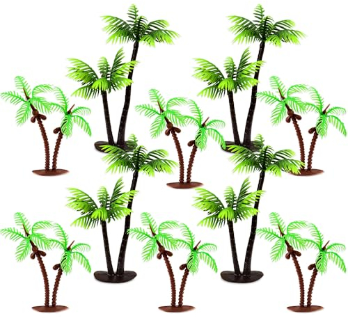 Blumomon 15 Stück Grüne Palme Kuchen Dekoration Kokosbaum Cupcake Topper Kokosnuss Palme Landschaft Modell, Passend für Kuchen Dekoration Landschaftsmodelle oder Haus Dekoration Supplies