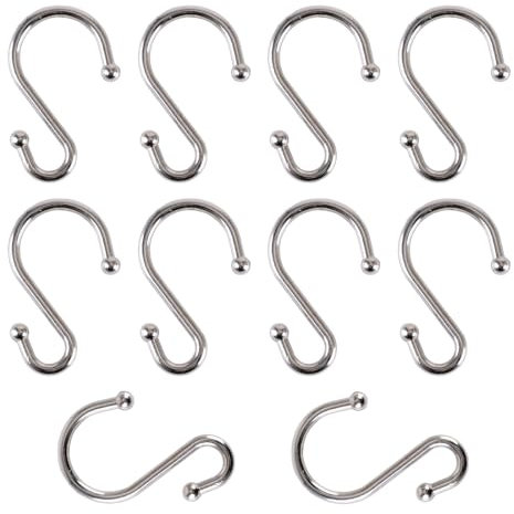 VYIBPDY Crochet Rideau Anneaux Rideaux Crochet Rideau Douche Lot de 10 Crochets en Forme de S en métal, résistants à la Rouille, pour Rideaux de Douche, ustensiles de Cuisine, vêtements (Blanc)