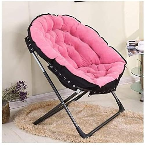 Folding Camping Chair Comfy Sofa Chairs Folding Portable Garden Padded Saucer Moon Chair Round Padded Outdoor Camping Travel Fishing Seat,Pink