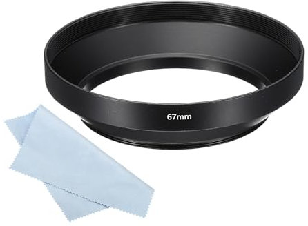 PATIKIL 67mm Lens Hood, Wide Angle Matte Surface Anti-reflective Inside Hood with Cleaning Cloth for Camera Lens, Black for Nikon, for Fujifilm, for Pentax, for Leica