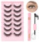 Oreola Kit de faux cils cils moelleux avec bond et dissolvant Cils duveteux vaporeux cils yeux de chat naturels Cils flottants 3D 7 paires de faux cils en vison