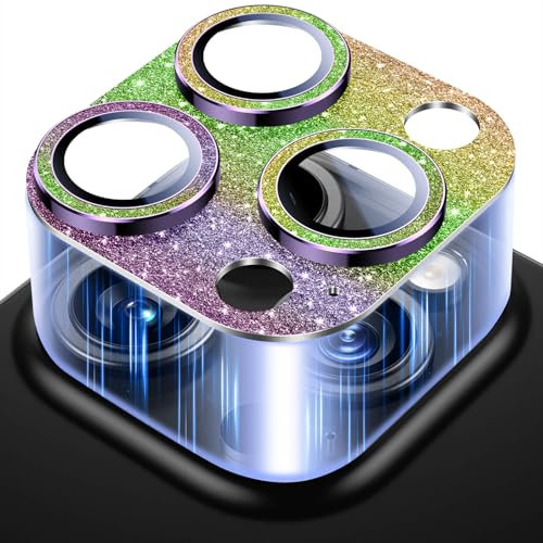 Uyiton für iPhone 16 Pro/iPhone 16 Pro Max Kameraschutz - Einteiliges Design Anti-Kratzer Kamera Schutz Linsenschutz Schutzglas für iPhone 16 Pro/iPhone 16 Pro Max-Glitzer Farbe
