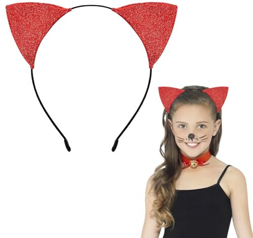 YUNHENTONG Serre Tete Halloween Enfant, Halloween Serre-Tête, Oreille de Chat Halloween, Serre Tete Oreille de Chat, Oreille de Chat, Serre Tete Halloween, pour Cosplay, Halloween Fêtes (rouge)