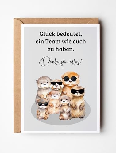 PURESIZE 12er Set Glück bedeutet, ein Team wie euch zu haben Grußkarten – Lustige Otter-Motive – Perfekt für Kollegen, Büro & Arbeit – Dankeskarten, Mitarbeitergeschenke, Abschied, Lustige