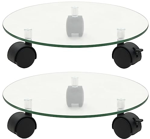 CFODOJ Haus & Garten, Rasen & Garten, Gartenarbeit, Pflanzenständer, Pflanzenrollen, 2 Stück, gehärtetes Glas, 28 cm, rund