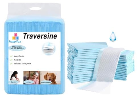 happilux 50 Mehrzweckunterlagen, Wickelunterlage, Betteinlage, 60 x 45 cm, fortschrittlicher Schutz mit 6 antimikrobiellen Schichten, saugfähig und geruchshemmend, Hautfreundlich, für Babys