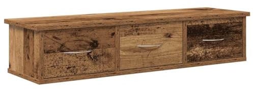 vidaXL Wall Cabinet/TV Unit - Engineered Wood, 88x26x18.5 cm, Old Wood, 3 Drawers, Floating/Wall-Mounted for Living Room, Bedroom