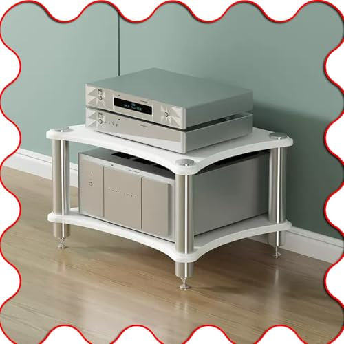 Modern 4 Tier Printer Stand with Shock absorbing Pads AV Component Cabinet for HIFi Storage White Audio Video Media Stand for Stereo Equipment