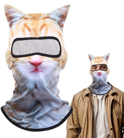 Tiajingzi Tiermasken für Erwachsene, Tierdruck, atmungsaktiv, Sonnenschutz, Winter-Gesichtsbedeckung zum Wandern, Motorrad