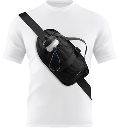 Peicees Waist Pack with Water Bottle Holder for Men Women Waterproof Running Sling Bag for Outdoor Travel Cycling Climbing Walking Fanny Pack, Compatible with All Phones, Black