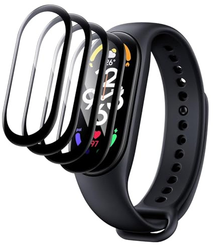 DXULWLM 4 Piezas Protector de pantalla compatible con Xiaomi Mi Band 7/8,HD transparente,3D Cobertura Completa,Sin Burbujas,Anti-Arañazo Protector de Pantalla