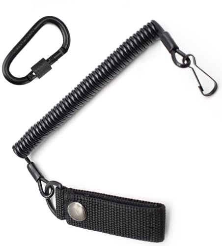 Maylatte Tactical-Spiral-Trageband – mit elastischem Verschluss, schwarz | Schlüsselband Schwarz für Rettungsschere Taschenlampe Pfefferspray Outdoor, taktische Spiralkordel (Fallschirmleine)