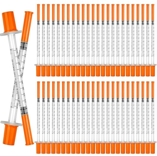 50 Pack 1ml Syringes, Multi-Use Dispensing Measuring Tools, Individually Sealed Lab Accessories, Pet Liquid Feeding Tools