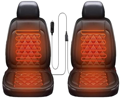 Generisch Winter Autositzauflage mit voller Rückenlehne - Bequeme Sitzmatte für Fahrer- und Beifahrersitz - Passend für in PKW, SUV, LKW und Transportern (Schwarz, Doppelstuhl)