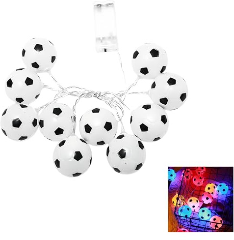 DiiWmme Football String Lights 1.5m Led Fairy Lights Warm Light Soccer Modeling Boys Fairy Lights for Bedroom Indoor Outdoor Garden Party Decoration European Cup (2Pack Football Multicolor)