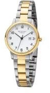 REGENT W-0273 Damenuhr Bicolor 30 mm Weiß Metallband 3 BAR