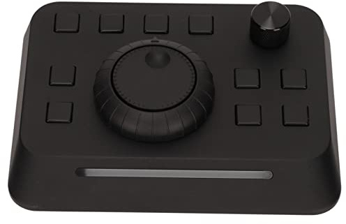 Bewinner Bearbeitungskonsole Schwarz 10 Benutzerdefinierte Tasten Plug-and-Play-Videoclip-Controller aus Aluminiumlegierung mit Lichtleiste für Final Cut X, EDIUS, Premiere
