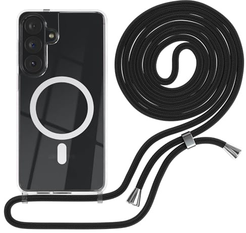 EAZY CASE - Handykette kompatibel mit Galaxy S26 Plus Kette zum Umhängen Stoßfest Handyhülle für Galaxy S26 Plus Silikon Hülle mit Band Handytasche Transparent als Fallschutz in Schwarz