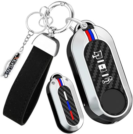XENDRO Custodia per chiave auto, adatta per Fiat 500, 500C, Doblo, Ducato, Brava, Bravo, Grande Punto, Punto, Panda, Evo, Qubo, Fiorino, pieghevole, in metallo, colore argento