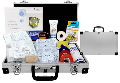 Sport-/ Trainerkoffer Physio Kompakt | Sanitätskoffer für Verein & Schulen | Für die Erstversorgung von typischen Sportverletzungen wie Prellungen, Zerrungen, Verstauchungen & Schürfwunden