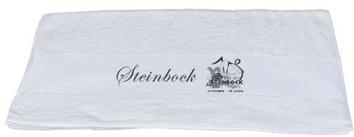 Badetuch Duschtuch Handtuch mit Sternzeichen Steinbock Bedruckt 50x100cm oder 70x140cm (Handtuch 50x100cm, Weiß)