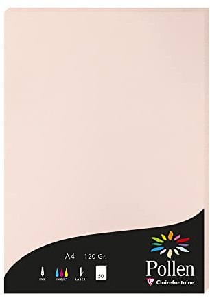 Clairefontaine 4234C - Packung mit 50 Blatt Briefpapier Pollen, DIN A4 21x29,7cm, 120g, ideal für Ihre Einladungen und Korrespondenz, Premium glattes Papier, Opaline, 1 Pack