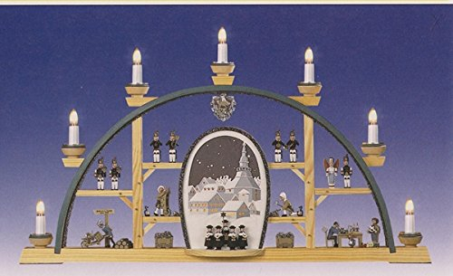 Rudolphs Schatzkiste Schwibbogen Seiffen Hiemann elektrisch BxHxT 70x40x5cm NEU Lichterbogen Fensterbogen Spitzbogen Erzgebirge Weihnachten Bergbau Bergmann Licht Holz Dekoration Beleuchtung