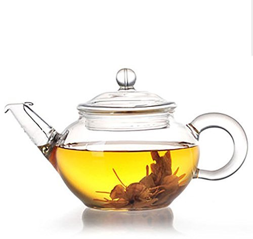 Lifeyz 250ml (8.6oz) One Cup of Tea Clear Small Glass Teapot Stainless Steel Wire Strainer Lid Heat Resistant Tea pot For Tea