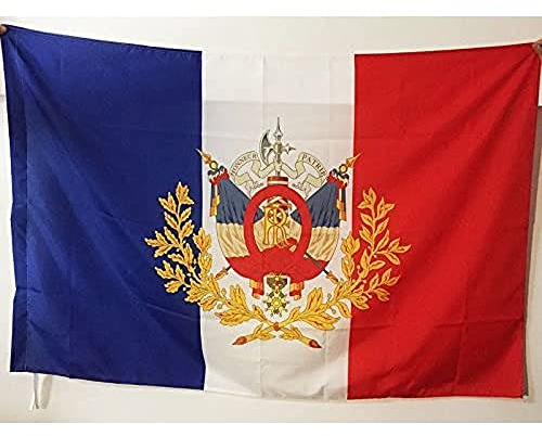 AZ FLAG - Drapeau France Armoiries 3ème république - 90x60 cm - Drapeau Français Emblème 1898 100% Polyester Avec Fourreau et Cordelette - Pavillon 50 g