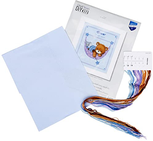 Vervaco Kreuzstichpackung Geburt Kreuzstich zum Auszählen, Baumwolle, weiß, 21 x 24 x 0,3 cm, PN-0150993