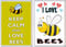 2 x Bee/Bees Jumbo Fridge Magnets - I Love & Keep Calm