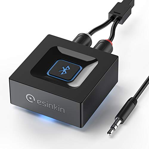 Esinkin Adaptateur audio Bluetooth pour musique en streaming, adaptateur audio sans fil Fonctionne avec smartphones et tablettes, récepteur Bluetooth pour haut-parleur, Noir