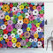 ABAKUHAUS Blume Duschvorhang, Floral Vivid Gänseblümchen, Stoffliches Gewebe Badezimmerdekorationsset mit Haken, 175 x 180 cm, Lila Mehrfarbig