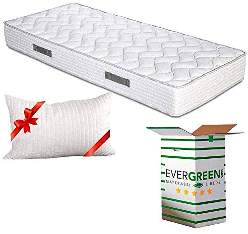 EVERGREENWEB Matratze 75x190 cm aus Polyurethanschaumstoff WATERFOAM, Ergonomisch, Höhe 20 cm + 1 Kissen aus Memory Foam Flocken, Atmungsaktiv Weiß Bezug, Orthopädisch, Massage-Effekt | Fashion