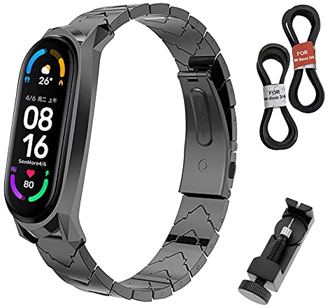 SenMore Bracelet Compatible for Xiaomi Mi Band 6/Band 5 Bracelet MiBand 4/3 Bracelet Metal, Remplacement Bracelet Accessoires en Acier Inoxydable de Bracelet pour Xiaomi Mi Band 6/5/4/3