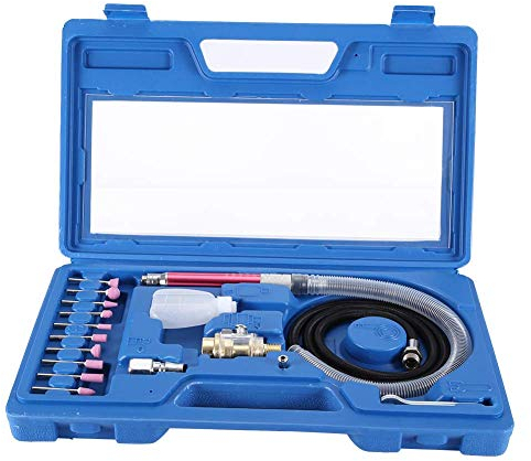 Kit de amoladora de matriz neumática, pluma de amoladora neumática neumática 19 piezas 54000 rpm pulido a mano grabado máquina de amoladora de herramienta de amoladora de ángulo de aire