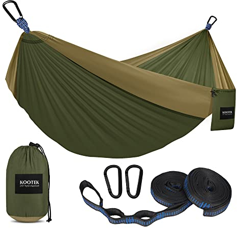 Kootek Camping Hammock 500 lbs Capacity, Portable Hammocks with Tree Straps & Attached Carry Bag, Camping Essentials Gear, Perfect for Outside Indoor Hiking Beach Backpack Travel